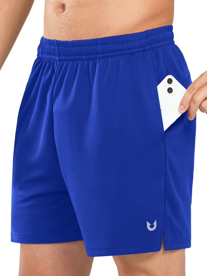 Men's Royal Blue 5-inch Tennis Mesh Shorts with Pockets Quick Dry for Gym Running