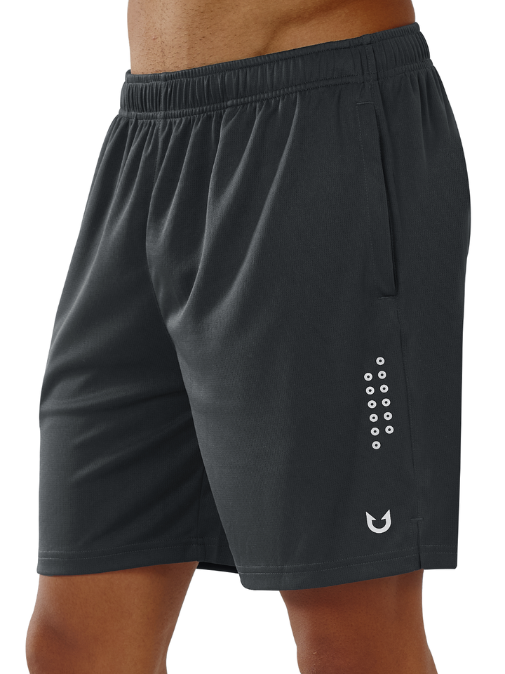 Men's 7-inch Black Mesh Tennis Sweat Shorts with Pockets Elasticated Waist