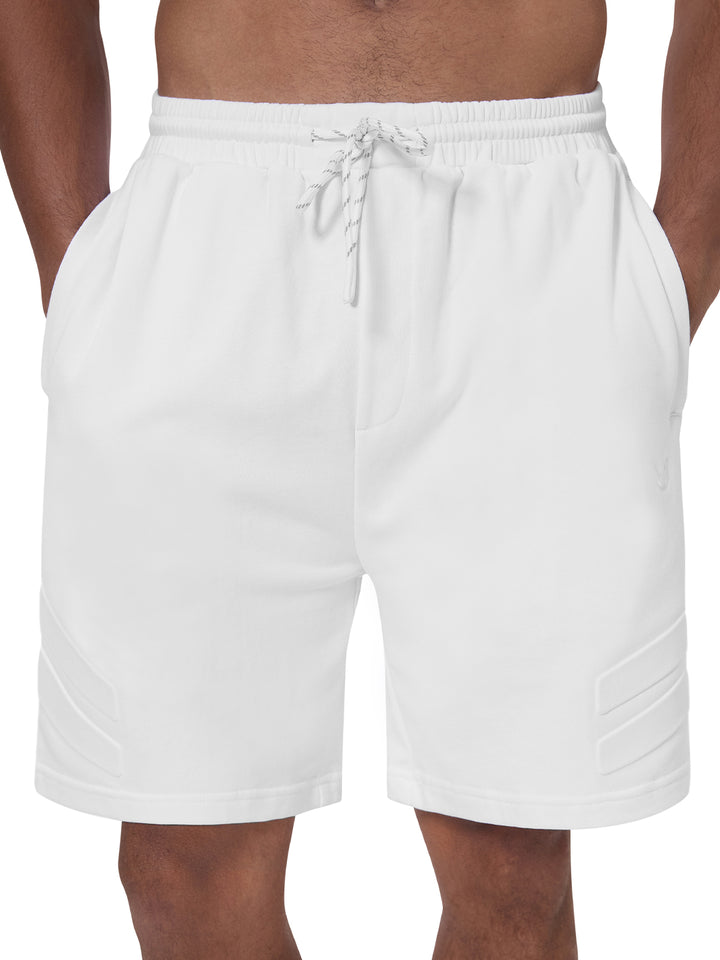 Men’s White 7-Inch Cotton Biker Shorts