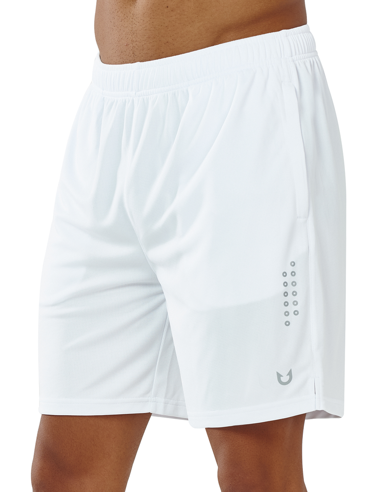 Men's 7-inch White Mesh Tennis Sweat Shorts with Pockets Elasticated Waist