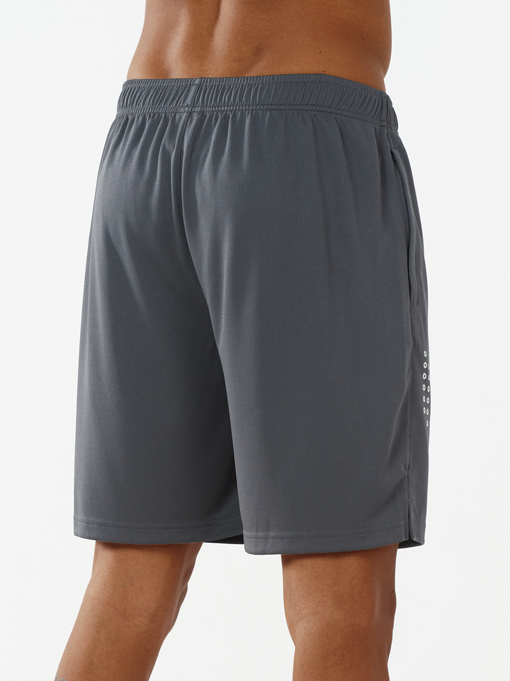 Men's 7-inch Dark Grey Mesh Tennis Sweat Shorts with Pockets Elasticated Waist Back