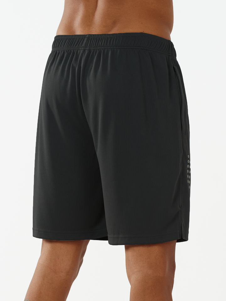 Men's 7-inch Black Mesh Tennis Sweat Shorts with Pockets Elasticated Waist Back