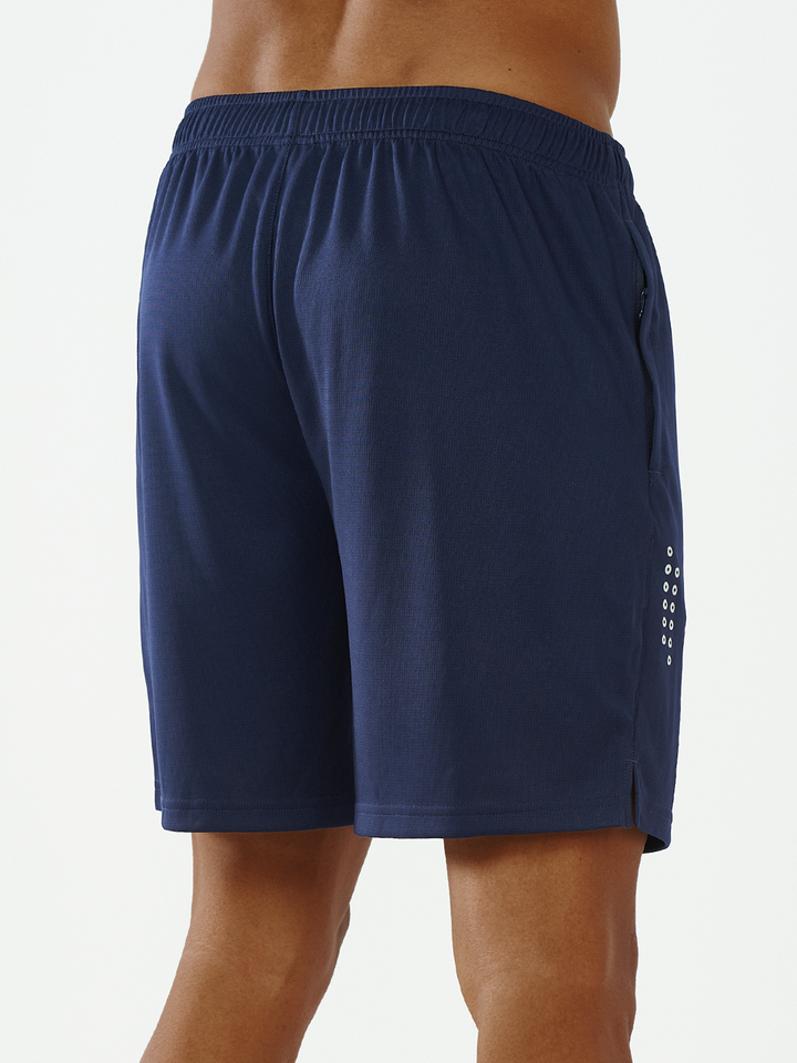 Men's 7-inch Navy Mesh Tennis Sweat Shorts with Pockets Elasticated Waist Back