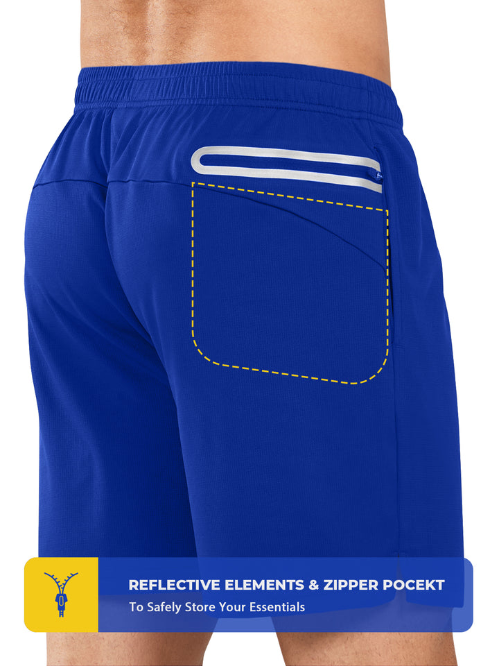 Men's Royal Blue 5-inch Tennis Mesh Shorts with Pockets Quick Dry for Gym Running Back