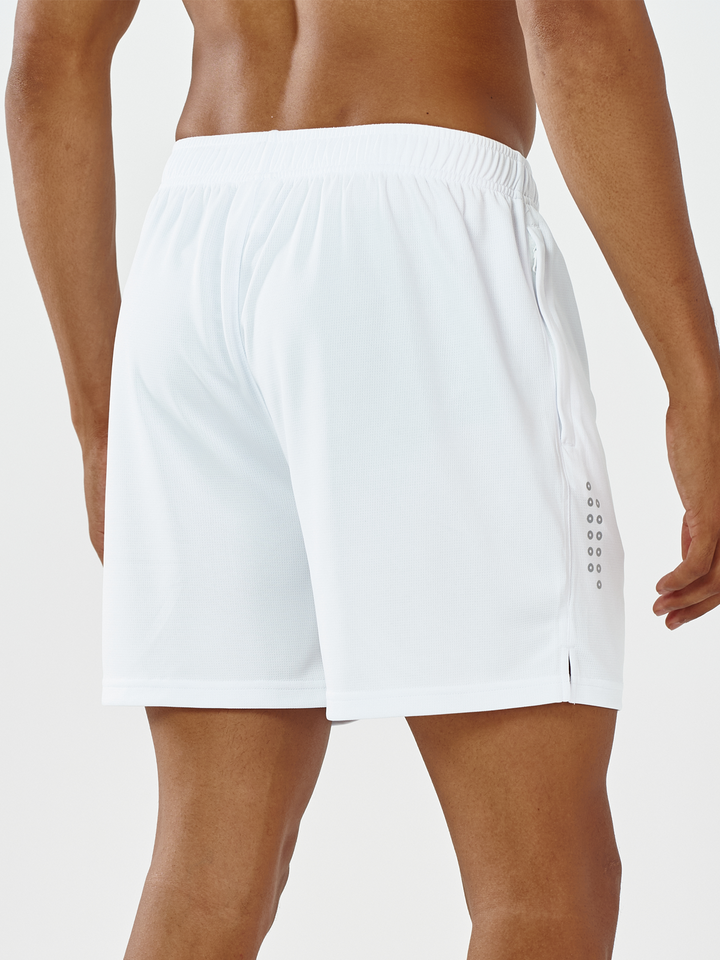 Mens 5 Inch Gym Running Shorts With Phone Pocket Quick Dry Mesh Shorts White Back