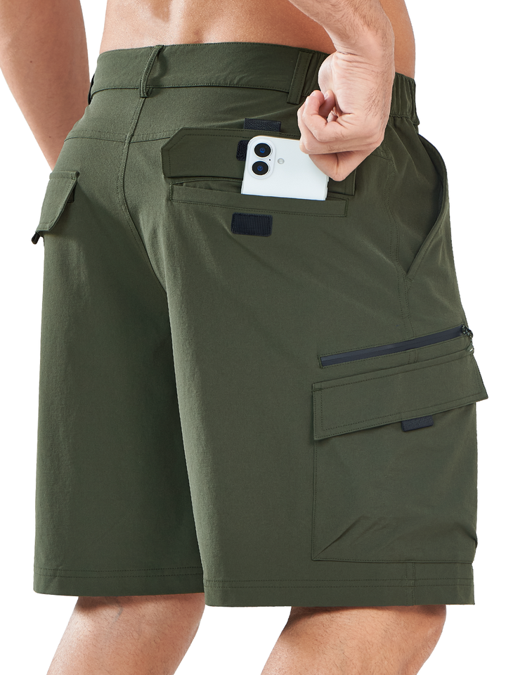 Northyard Men's Army Green Hiking 9 inch Cargo Shorts with Pockets Casual for Work Outdoor Back