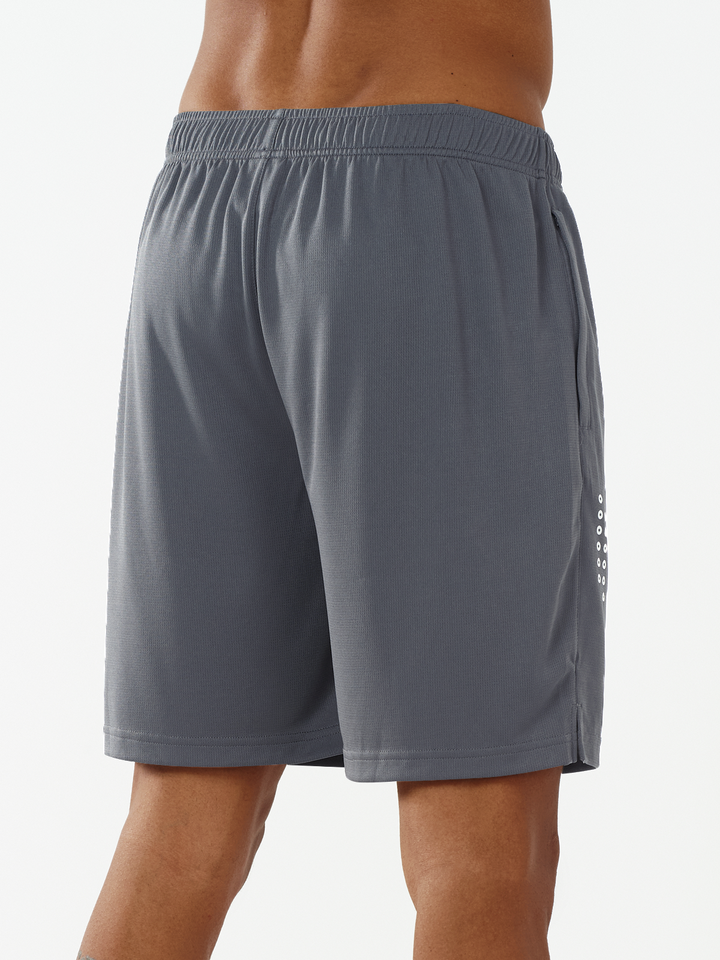 Men's 7-inch Smoke Grey Mesh Tennis Sweat Shorts with Pockets Elasticated Waist Back