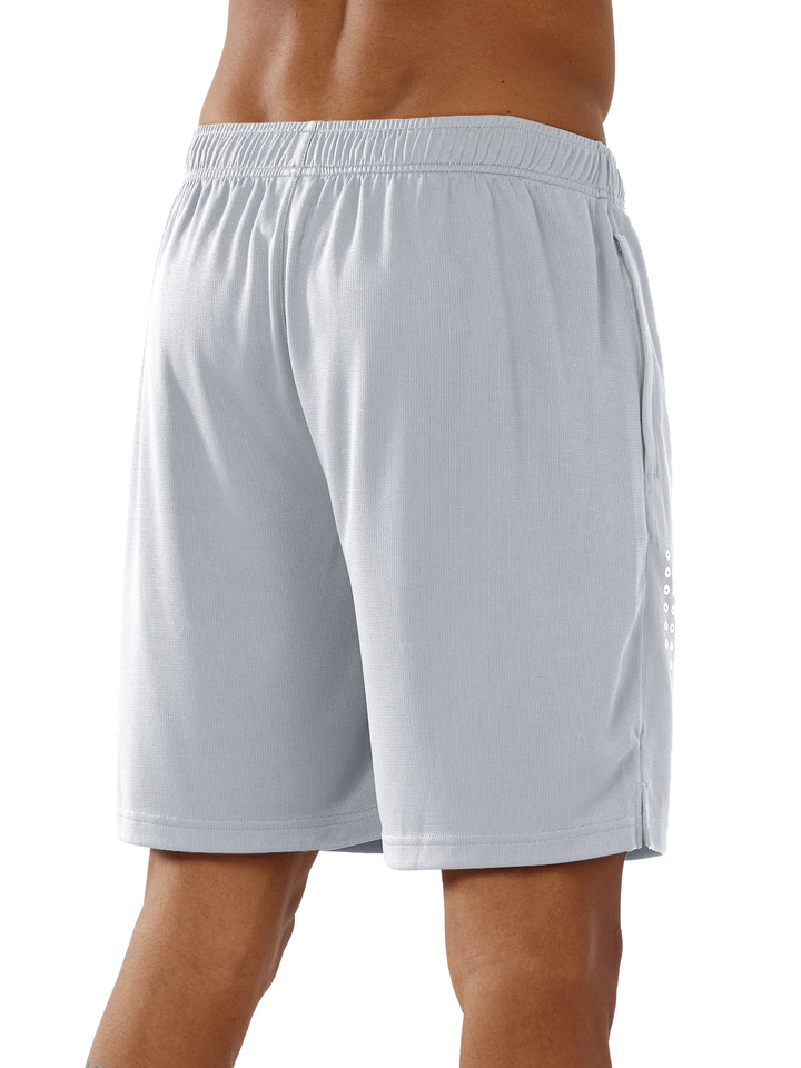 Men's 7-inch Light Grey Mesh Tennis Sweat Shorts with Pockets Elasticated Waist Back