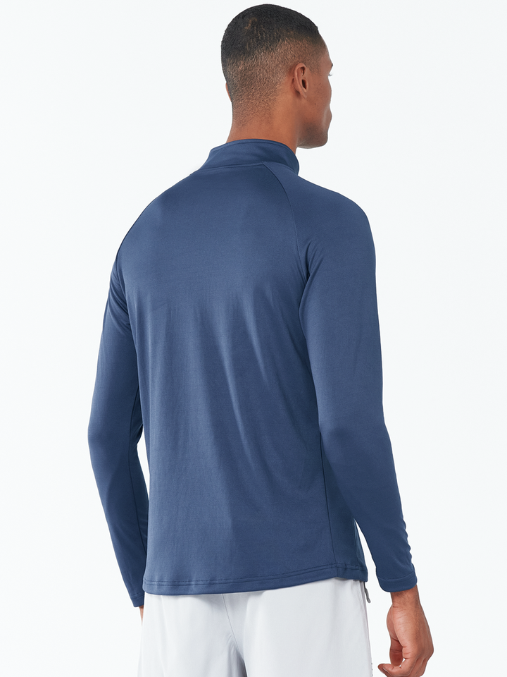 Men's Federal Blue Quarter 1/4 Zip Sweatshirt Pullover lightweight Athletic Shirts Back