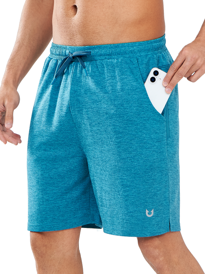 Northyard Men's Coral Heather Gym Workout 7 inch Mesh Shorts Quick Dry for Tennis Pickball Run