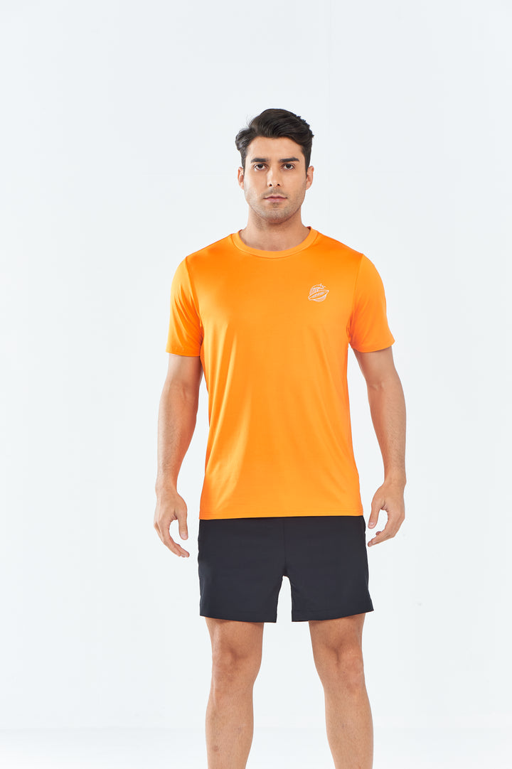 Northyard Men's Orange Rash Guard T-Shirts Sun Protection UV Short Sleeve for Surf Swim Fashion