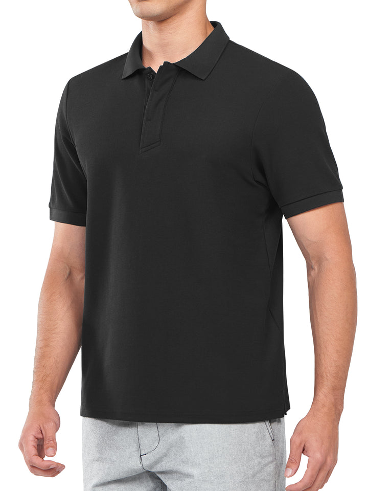 Northyard Men's Black Cotton Tennis Polo Shirts Golf Pickleball Casual Knitted T-Shirt