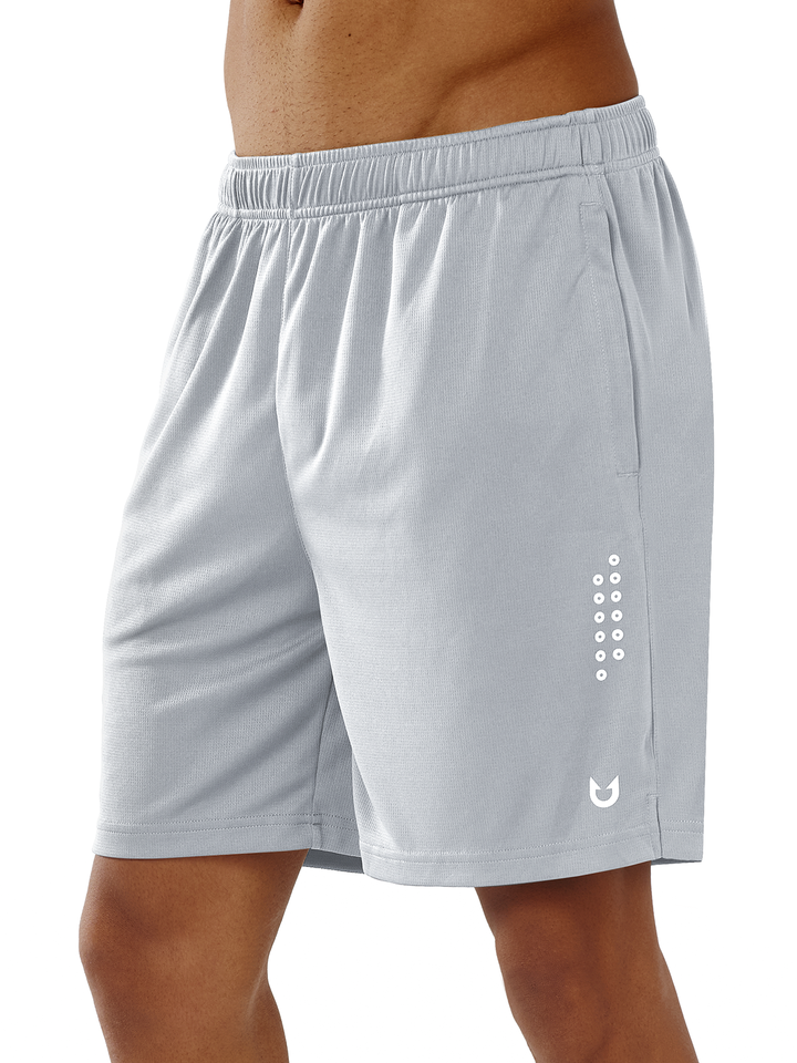 Men's 7-inch Light Grey Mesh Tennis Sweat Shorts with Pockets Elasticated Waist