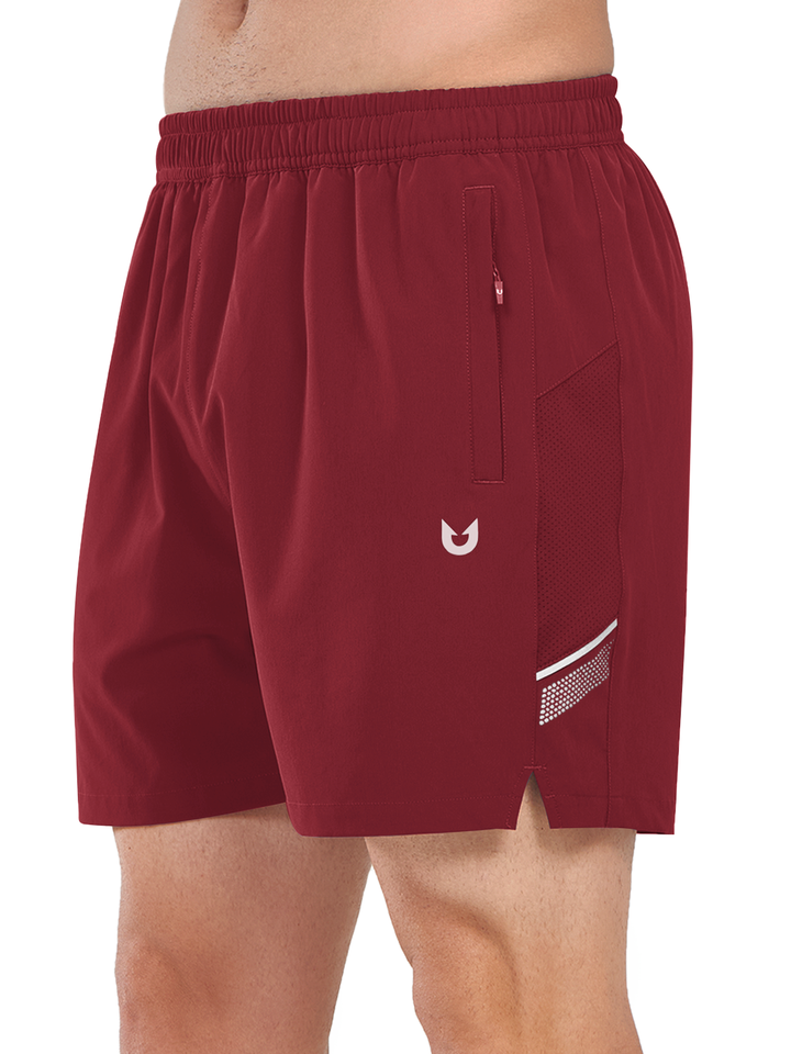 Northyard Men's Wine Athletic 5 Inch Biker Shorts with Pockets Quick Dry for Workout