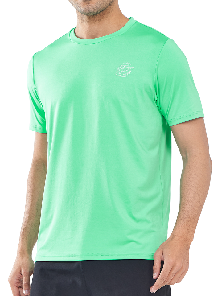 Northyard Men's Mint Green Rash Guard T-Shirts Sun Protection UV Short Sleeve for Surf Swim