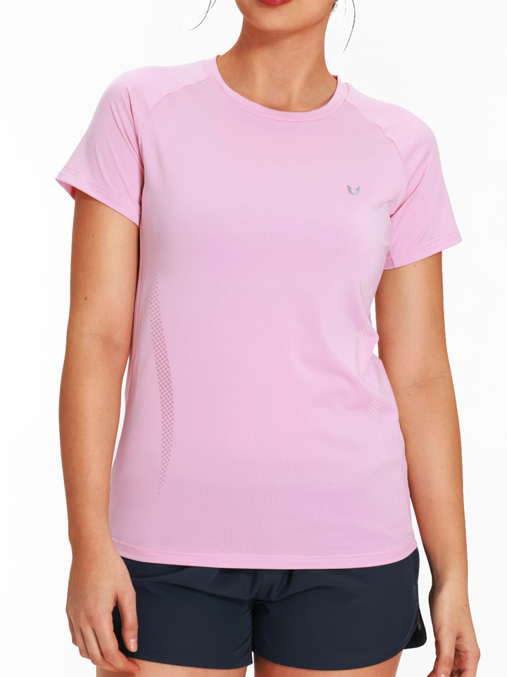 Women's Pink Yoga Compression Running T Shirts