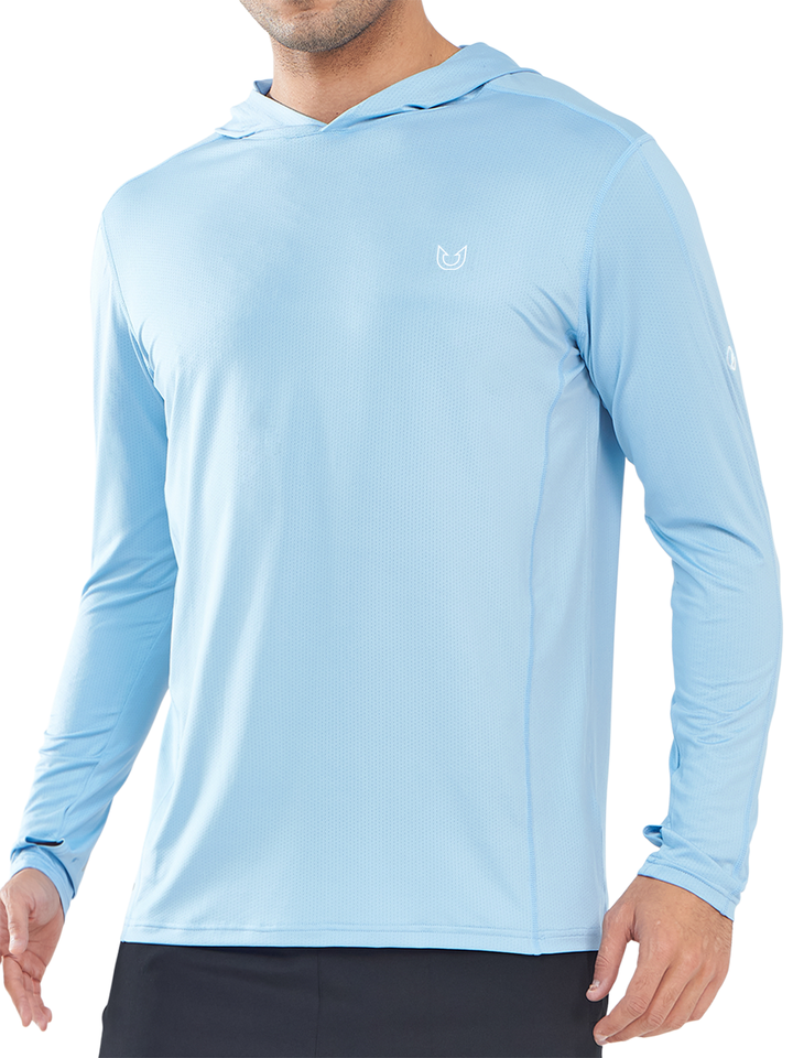 Northyard Men's Sky Blue Sun Hoodie Long Sleeve T Shirt UV Protection for Fishing Swim