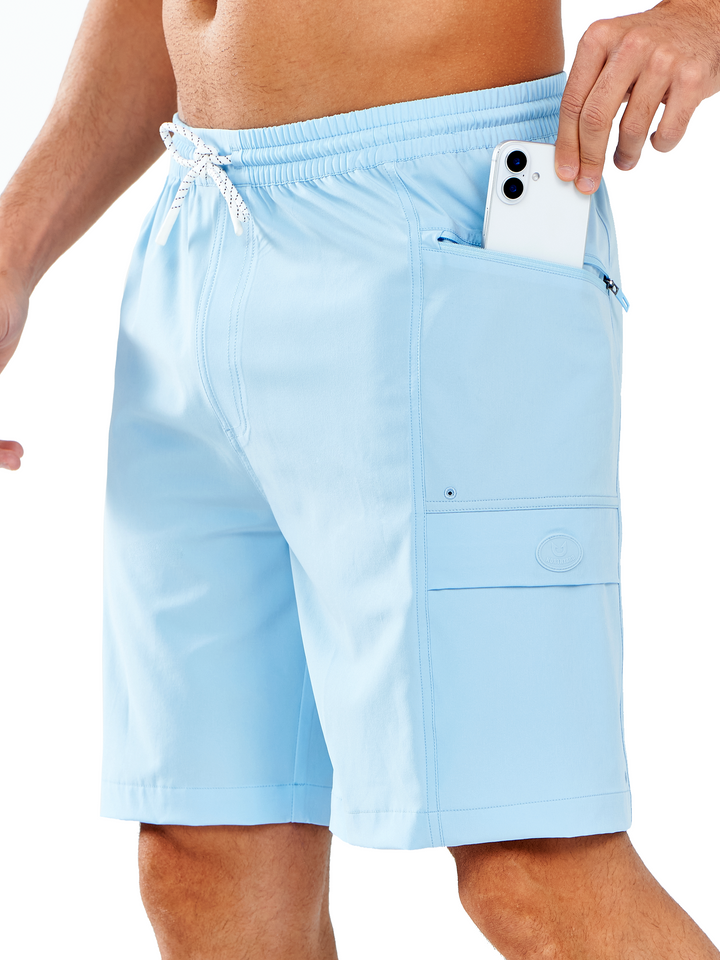 NORTHYARD Men's 9" Sky Blue Long Swim Trunks Quick Dry Board Shorts with Pocket for Beach