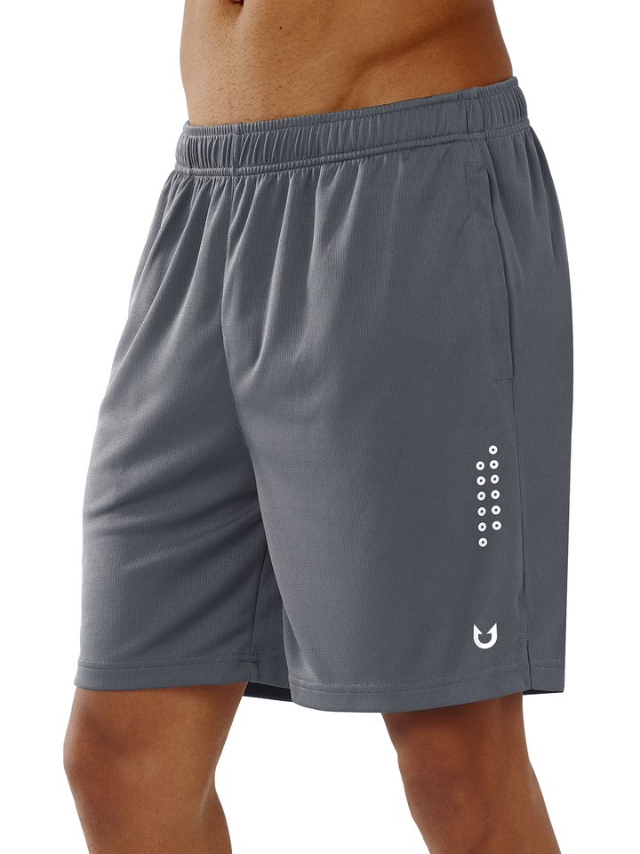 Men's 7-inch Smoke Grey Mesh Tennis Sweat Shorts with Pockets Elasticated Waist