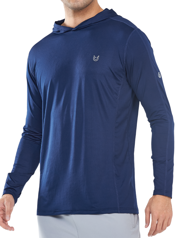 Northyard Men's Navy Sun Hoodie Long Sleeve T Shirt UV Protection for Fishing Swim