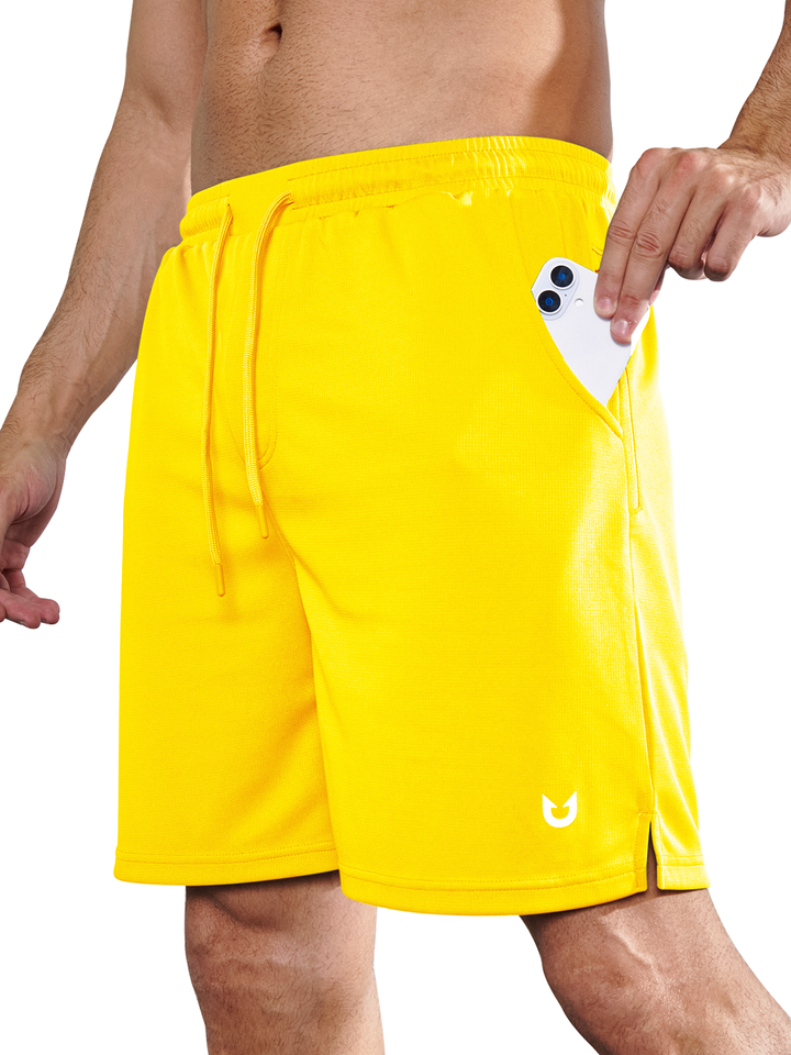 Northyard Men's Gold Gym Workout 7 inch Mesh Shorts Quick Dry for Tennis Pickball Run