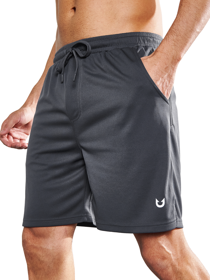 Northyard Men's Dark grey Gym Workout 7 inch Mesh Shorts Quick Dry for Tennis Pickball Run