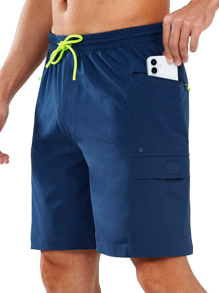 NORTHYARD Men's 9" Sea Blue Long Swim Trunks Quick Dry Board Shorts with Pocket for Beach