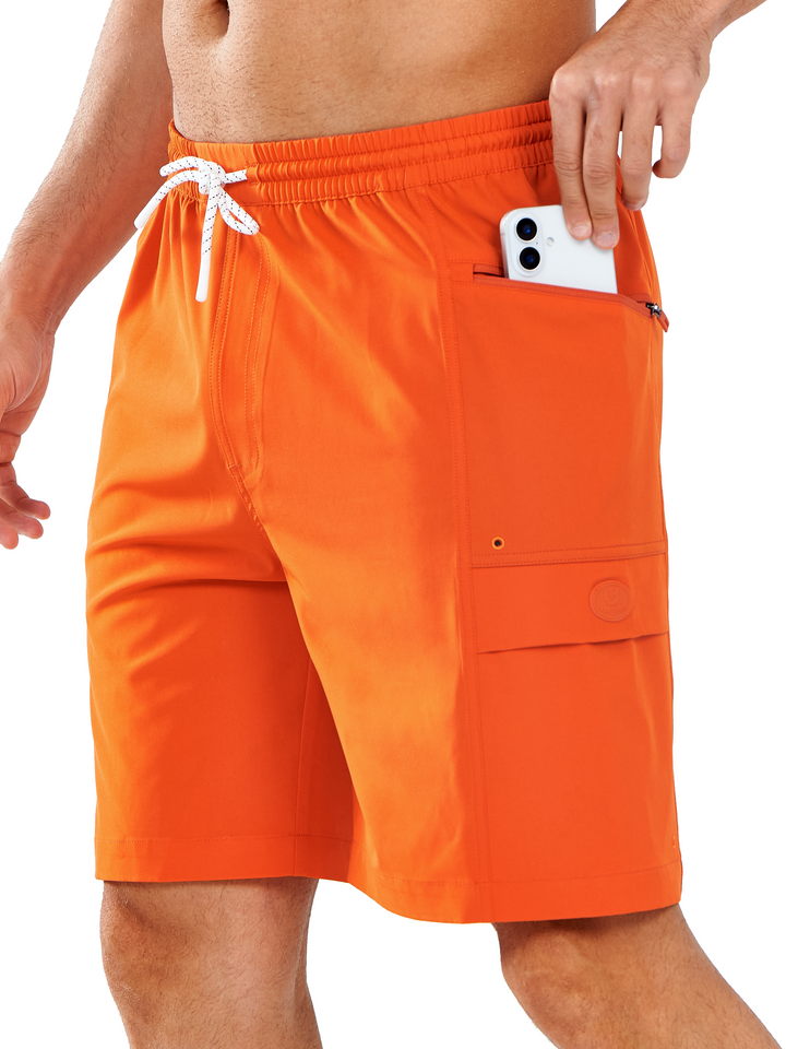 NORTHYARD Men's 9" Orange Long Swim Trunks Quick Dry Board Shorts with Pocket for Beach