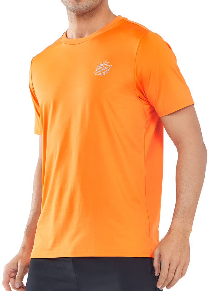 Northyard Men's Orange Rash Guard T-Shirts Sun Protection UV Short Sleeve for Surf Swim