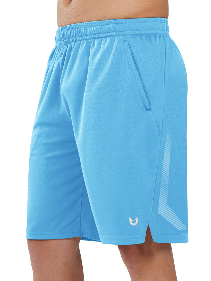 Northyard Men's Sky Blue Tennis 10" Long Mesh Shorts with Pockets for Basketball Workout