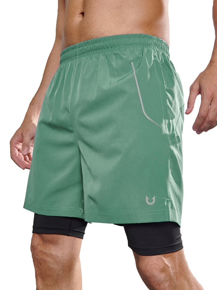 Northyard Men's Lodenfrost 2-in-1 Running Shorts 7 inch with Phone Pocket for Outdoor Sport