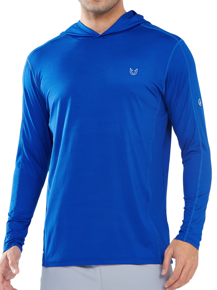 Northyard Men's Royal Blue Sun Hoodie Long Sleeve T Shirt UV Protection for Fishing Swim