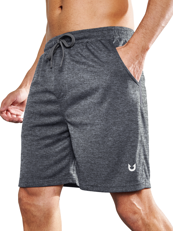 Northyard Men's Grey Heather Gym Workout 7 inch Mesh Shorts Quick Dry for Tennis Pickball Run