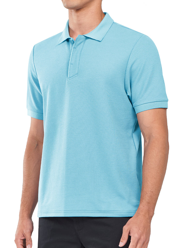 Northyard Men's Sky Blue Cotton Tennis Polo Shirts Golf Pickleball Casual Knitted T-Shirt