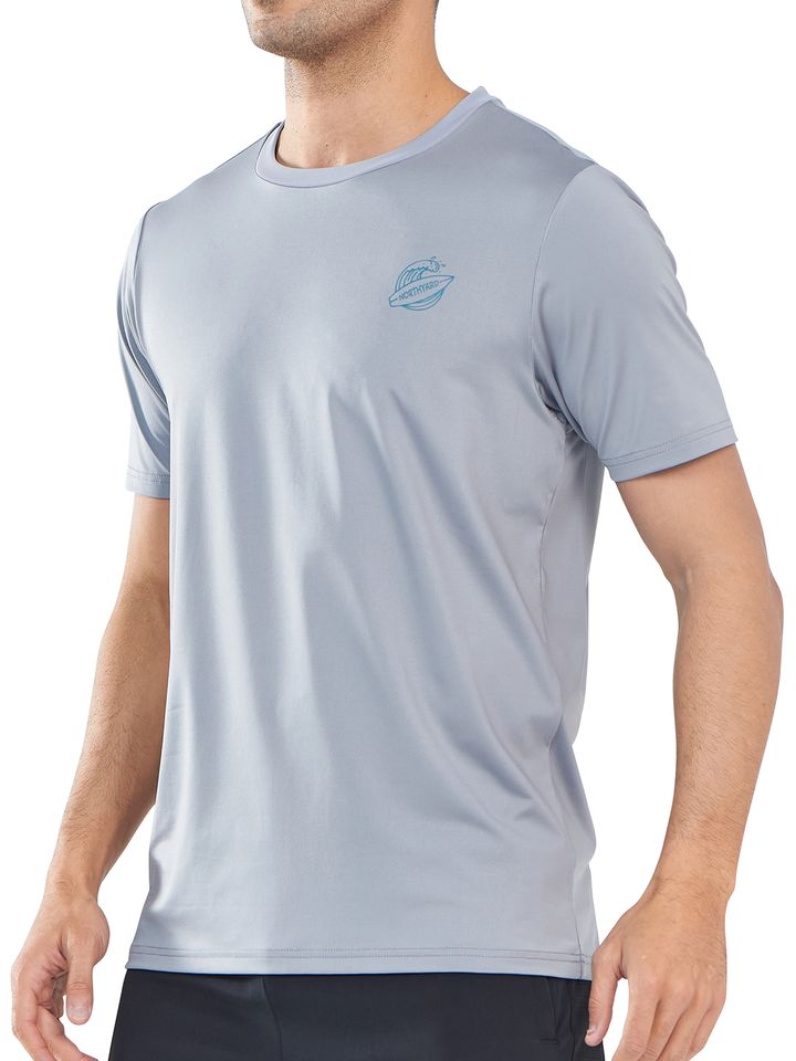 Northyard Men's Light Grey Rash Guard T-Shirts Sun Protection UV Short Sleeve for Surf Swim