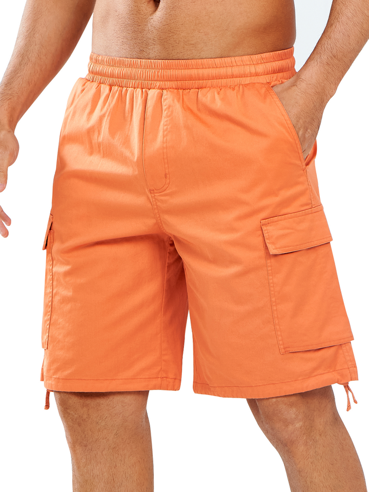 NORTHYARD Men's 7" Orange Casual Outdoor Cargo Shorts with Pockets Twill for Hiking