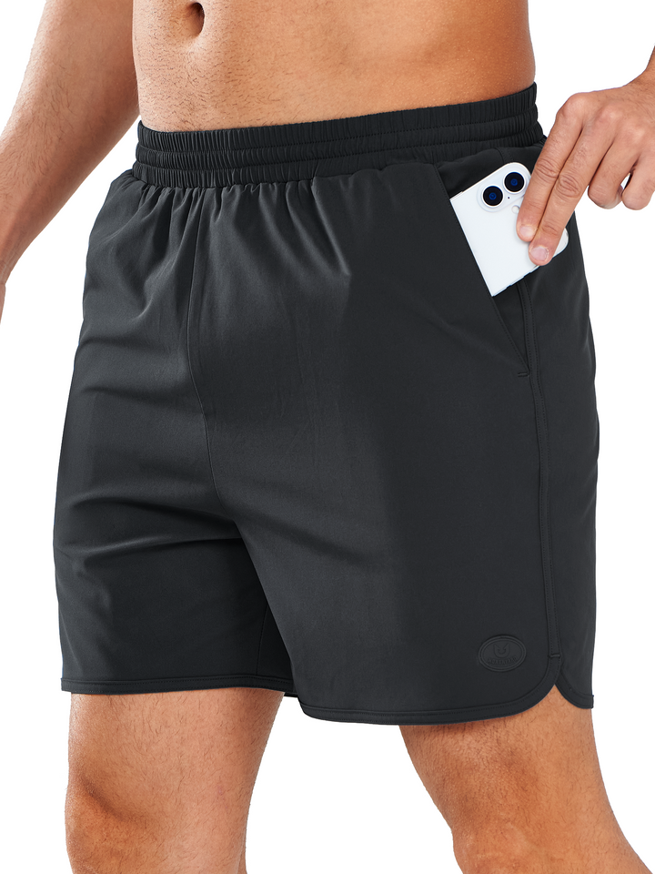 NORTHYARD Men's Black Swim Trunks 5" Shorts with Mesh Liner Packable for Surfing Beach