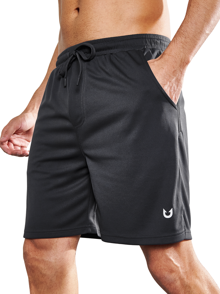 Northyard Men's Black Gym Workout 7 inch Mesh Shorts Quick Dry for Tennis Pickball Run