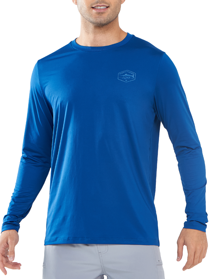 NORTHYARD Men's Royal Blue Sun Protection UV Fishing T Shirts Crewneck Long Sleeve for Swim