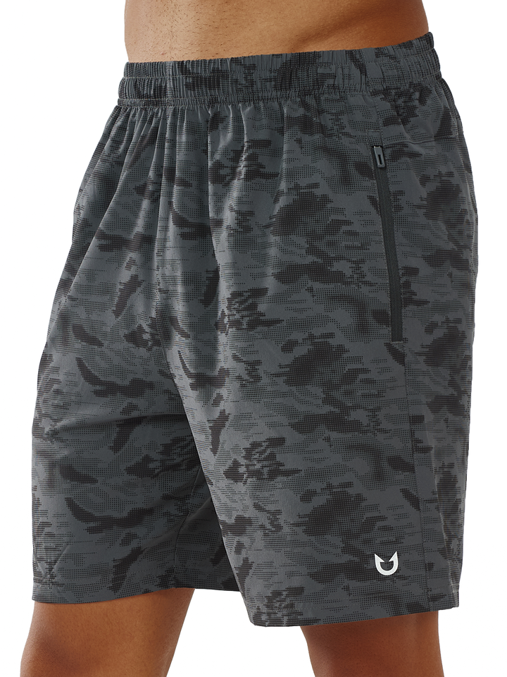 Men's Black Camo Sweat Shorts Front