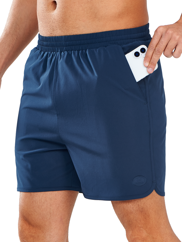 NORTHYARD Men's Sea Blue Swim Trunks 5" Shorts with Mesh Liner Packable for Surfing Beach