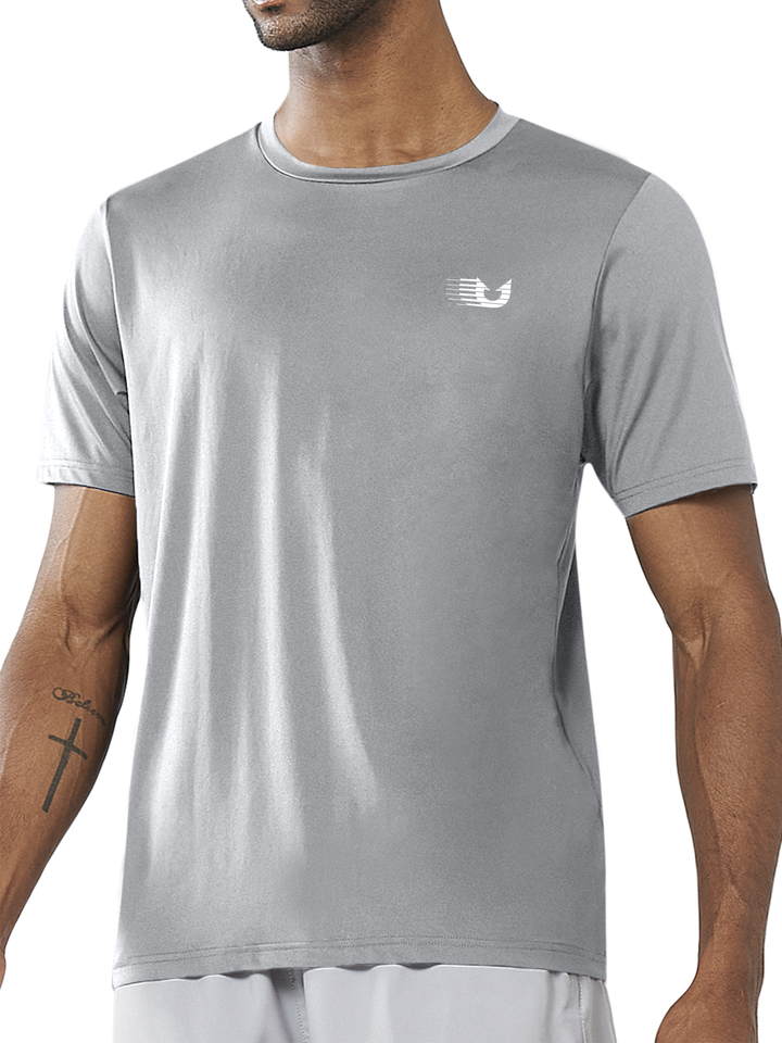 Men's Light Grey Pickleball Workout Sweat T-Shirts Moisture Wicking for Gym Sport