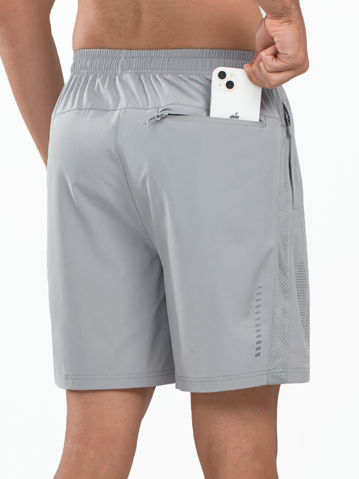 Men's Light Grey Gym Sweat 7" Moisture Wicking Shorts Pockets