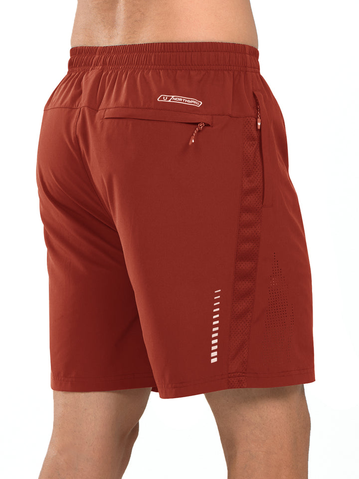 Men's Red Clay Gym Sweat 7" Moisture Wicking Shorts Pockets