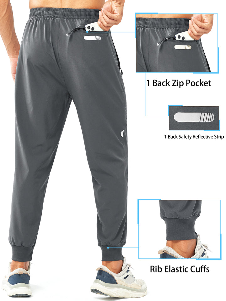 Men's Smoke Grey Lightweight Athletic Joggers Gym Workout Sport Pants for Running Pockets