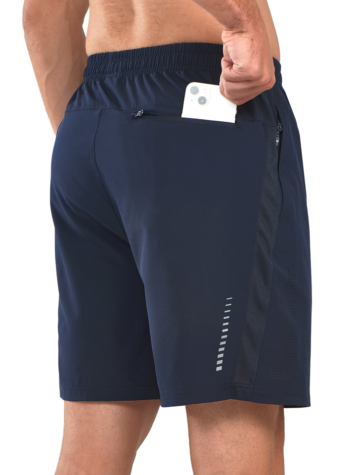 Men's Navy Gym Sweat 7" Moisture Wicking Shorts Pockets