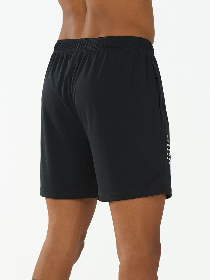 Mens 5 Inch Gym Running Shorts With Phone Pocket Quick Dry Mesh Shorts Black Back