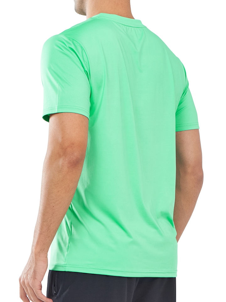 Northyard Men's Mint Green Rash Guard T-Shirts Sun Protection UV Short Sleeve for Surf Swim Back