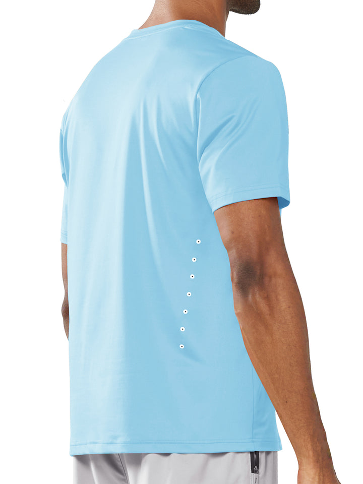 Men's Sky Blue Gym Compression Workout T Shirts Back