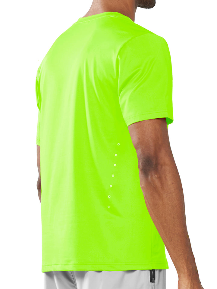 Men's Neon Green Gym Compression Workout T Shirts Back